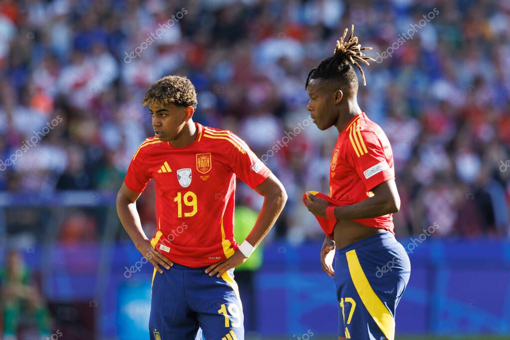 Lamine Yamal Nico Williams Durante Partido Uefa Euro 2024 Entre — Foto