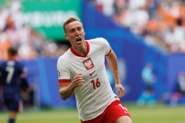 Adam Buksa, Polonya ve Hollanda milli takımları arasında Olympiastadion, Berlin, Almanya 'da oynanan 2024 UEFA Euro 2024 maçında gol attıktan sonra kutluyor (Maciej Rogowski)