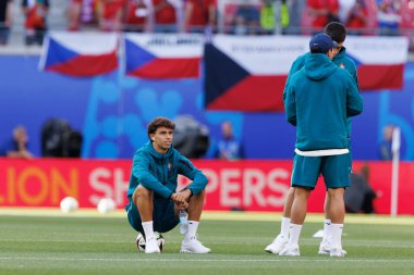 Joao Neves, Joao Felix, Antonio Silva UEFA Euro 2024 maçında Portekiz ve Çek Cumhuriyeti milli takımları arasında Red Bull Arena, Leipzig, Almanya (Maciej Rogowski))