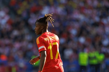 Nico Williams UEFA Euro 2024 maçı sırasında İspanya ve Hırvatistan milli takımları arasında Olympiastadion, Berlin, Almanya 'da oynanan maçta (Maciej Rogowski)