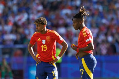 Lamine Yamal, Nico Williams UEFA Euro 2024 maçında İspanya ve Hırvatistan milli takımları arasında Olympiastadion, Berlin, Almanya (Maciej Rogowski))
