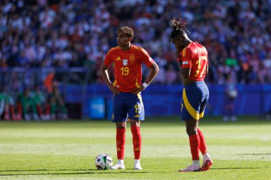 Lamine Yamal, Nico Williams UEFA Euro 2024 maçında İspanya ve Hırvatistan milli takımları arasında Olympiastadion, Berlin, Almanya (Maciej Rogowski))