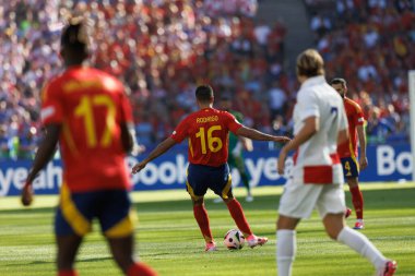 UEFA Euro 2024 maçında İspanya ve Hırvatistan milli takımları arasında Berlin, Almanya 'da Olimpiyat Stadyumu' nda oynanan Rodri maçı sırasında (Maciej Rogowski)