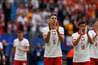 Jan Bednarek UEFA Euro 2024 maçı sırasında Polonya ve Hollanda milli takımları arasında Olympiastadion, Berlin, Almanya (Maciej Rogowski)