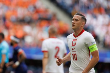 Piotr Zielinski UEFA Euro 2024 maçı sırasında Polonya ve Hollanda milli takımları arasında Olympiastadion, Berlin, Almanya (Maciej Rogowski))
