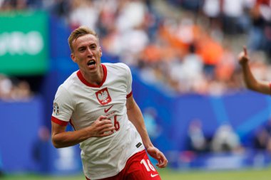 Adam Buksa, Polonya ve Hollanda milli takımları arasında Olympiastadion, Berlin, Almanya 'da oynanan 2024 UEFA Euro 2024 maçında gol attıktan sonra kutluyor (Maciej Rogowski)