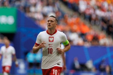 Piotr Zielinski UEFA Euro 2024 maçı sırasında Polonya ve Hollanda milli takımları arasında Olympiastadion, Berlin, Almanya (Maciej Rogowski))