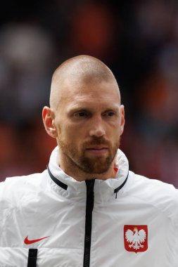 Bartosz Salamon UEFA Euro 2024 maçı sırasında Polonya ve Hollanda milli takımları arasında Olympiastadion, Berlin, Almanya (Maciej Rogowski)