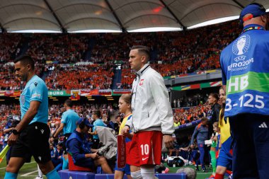 Piotr Zielinski UEFA Euro 2024 maçı sırasında Polonya ve Hollanda milli takımları arasında Olympiastadion, Berlin, Almanya (Maciej Rogowski))