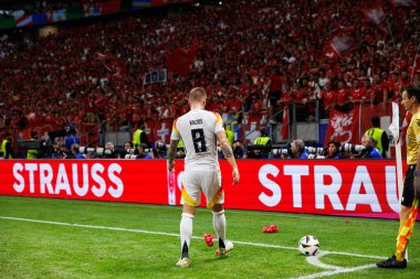 Toni Kroos, İsviçre ve Almanya milli takımları arasında Almanya 'nın Frankfurt kentinde oynanan Deutsche Bank Park' ta oynanan 2024 maçında görüldü (Maciej Rogowski))
