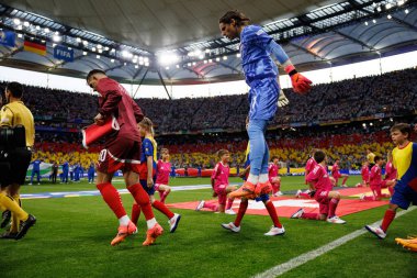 Granit Xhaka, Yann Sommer, İsviçre ve Almanya milli takımları arasında Almanya 'nın Frankfurt kentinde oynanan UEFA Euro 2024 maçında görüldü (Maciej Rogowski)