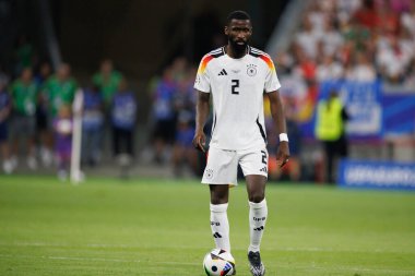 Antonio Rudiger UEFA Euro 2024 maçında İsviçre ve Almanya milli takımları arasında Frankfurt, Almanya 'daki Deutsche Bank Park' ta görüldü (Maciej Rogowski)