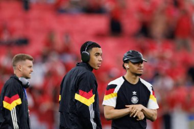 Jamal Musiala UEFA Euro 2024 maçında İsviçre ve Almanya milli takımları arasında Frankfurt, Almanya 'da Deutsche Bank Park' ta görüldü (Maciej Rogowski)
