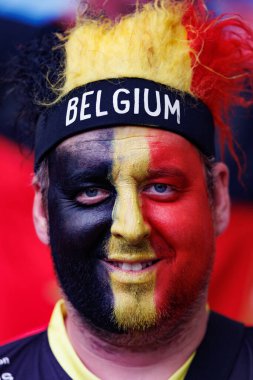 Belçika taraftarı UEFA Euro 2024 maçında MHPArena, Stuttgart, Almanya 'da milli takımlar arasında görüldü. 
