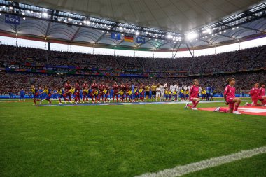 Her iki takım da UEFA Euro 2024 maçında İsviçre ve Almanya milli takımları arasında Deutsche Bank Park 'ta (Maciej Rogowski)