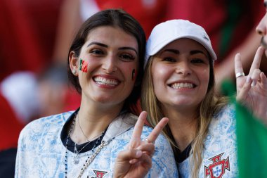 Portekiz taraftarları UEFA Euro 2024 maçında Türkiye ve Portekiz milli takımları arasında Signal Iduna Park, Dortmund, Almanya 'da görüldü (Maciej Rogowski)
