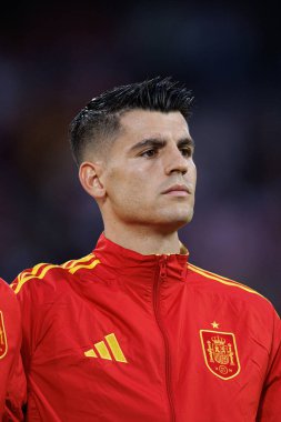 Alvaro Morata, İspanya ve Gürcistan milli takımları arasında oynanan UEFA Euro 2024 turu sırasında RheinEnergieStadion, Köln, Almanya (Maciej Rogowski)