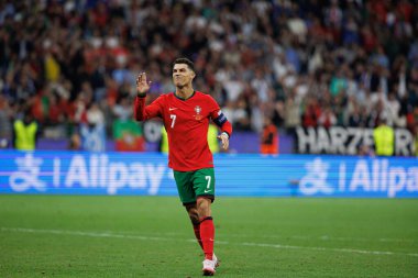Cristiano Ronaldo, Portekiz ve Slovenya milli takımları arasında Almanya 'nın Deutsche Bank Park kentinde oynanan 16 maçın UEFA Euro 2024 raundunda görüldü (Maciej Rogowski)