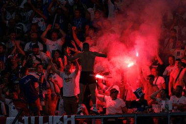 Slovenya taraftarları, Portekiz ve Slovenya milli takımları arasında Almanya 'nın Deutsche Bank Park kentinde oynanan 16 maçlık UEFA Euro 2024 turunda görüldü (Maciej Rogowski)