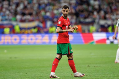 Bruno Fernandes, Portekiz ve Slovenya milli takımları arasında Almanya 'nın Deutsche Bank Park kentinde oynanan 16 maçlık UEFA Euro 2024 raundunda görüldü (Maciej Rogowski)