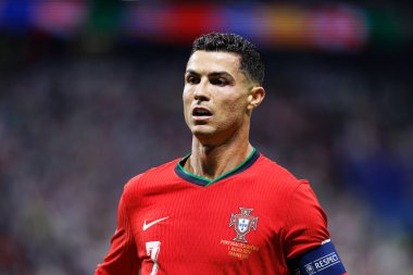 Cristiano Ronaldo, Portekiz ve Slovenya milli takımları arasında Almanya 'nın Deutsche Bank Park kentinde oynanan 16 maçın UEFA Euro 2024 raundunda görüldü (Maciej Rogowski)