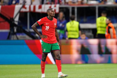 Nuno Mendes, Portekiz ve Slovenya milli takımları arasında Almanya 'nın Deutsche Bank Park kentinde oynanan 16 maçlık UEFA Euro 2024 raundunda görüldü (Maciej Rogowski)