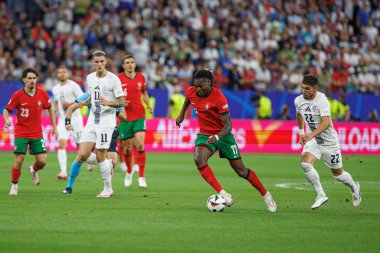 Rafael Leao, Portekiz ve Slovenya milli takımları arasında Almanya 'nın Deutsche Bank Park kentinde oynanan 16 maçlık UEFA Euro 2024 turunda görüldü (Maciej Rogowski)