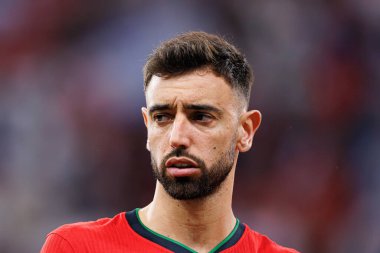 Bruno Fernandes, Portekiz ve Slovenya milli takımları arasında Almanya 'nın Deutsche Bank Park kentinde oynanan 16 maçlık UEFA Euro 2024 raundunda görüldü (Maciej Rogowski)