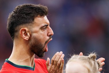 Bruno Fernandes, Portekiz ve Slovenya milli takımları arasında Almanya 'nın Deutsche Bank Park kentinde oynanan 16 maçlık UEFA Euro 2024 raundunda görüldü (Maciej Rogowski)