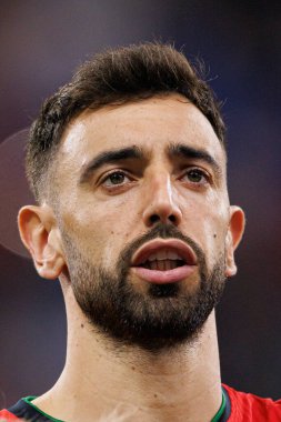 Bruno Fernandes, Portekiz ve Slovenya milli takımları arasında Almanya 'nın Deutsche Bank Park kentinde oynanan 16 maçlık UEFA Euro 2024 raundunda görüldü (Maciej Rogowski)