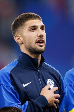 Adam Gnezda Cerin, Portekiz ve Slovenya milli takımları arasında Almanya 'nın Deutsche Bank Park kentinde oynanan 16 maçlık UEFA Euro 2024 turunda görüldü (Maciej Rogowski)