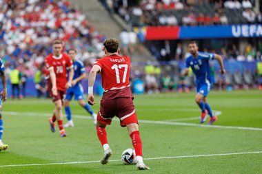 Ruben Vargas, UEFA Euro 2024 karşılaşmasında İsviçre ve İtalya milli takımları arasında Olympiastadion, Berlin, Almanya 'da görüldü (Maciej Rogowski)