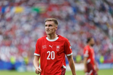 Michel Aebischer, İsviçre ve İtalya milli takımları arasında Almanya 'nın başkenti Berlin' de oynanan 16 maçlık UEFA Euro 2024 turunda görüldü (Maciej Rogowski)