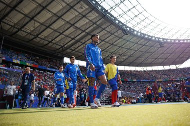 Gianluca Scamacca, İsviçre ve İtalya milli takımları arasında Almanya 'nın başkenti Berlin' de oynanan 16 maçlık UEFA Euro 2024 turu sırasında görüldü (Maciej Rogowski))