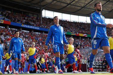 Gianluca Mancini, UEFA Euro 2024 turunda İsviçre ve İtalya milli takımları arasında Olympiastadion, Berlin, Almanya 'da görüldü (Maciej Rogowski))