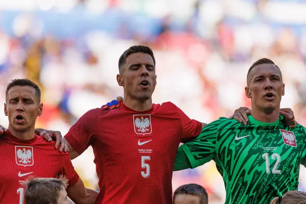 Przemyslaw Frankowski, Jan Bednarek, Lukasz Skorupski UEFA Euro 2024 maçında Fransa ve Polonya milli takımları arasında Signal Iduna Park, Dortmund, Almanya (Maciej Rogowski, Almanya))