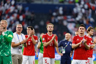 Morten Hjulmand, UEFA Euro 2024 maçında Deutsche Bank Park 'ta Danimarka ve İngiltere milli takımları arasında görüldü (Maciej Rogowski)
