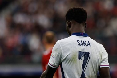 Bukayo Saka, UEFA Euro 2024 maçında Danimarka ve İngiltere milli takımları arasında Deutsche Bank Park 'ta (Maciej Rogowski)