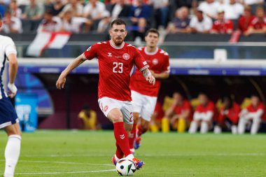 Pierre-Emile Hojbjerg, UEFA Euro 2024 maçında Danimarka ve İngiltere milli takımları arasında Deutsche Bank Park 'ta (Maciej Rogowski)