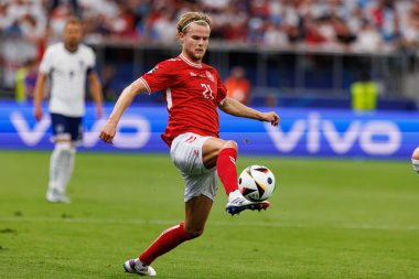 Morten Hjulmand, UEFA Euro 2024 maçında Deutsche Bank Park 'ta Danimarka ve İngiltere milli takımları arasında görüldü (Maciej Rogowski)