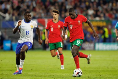 Nuno Mendes, UEFA Euro 2024 maçında Portekiz ve Fransa milli takımları arasında Almanya 'nın Hamburg kentindeki Volksparkstadium' da görüldü (Maciej Rogowski)