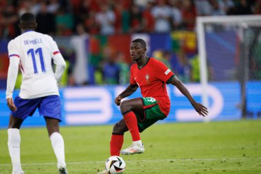 Nuno Mendes, UEFA Euro 2024 maçında Portekiz ve Fransa milli takımları arasında Almanya 'nın Hamburg kentindeki Volksparkstadium' da görüldü (Maciej Rogowski)