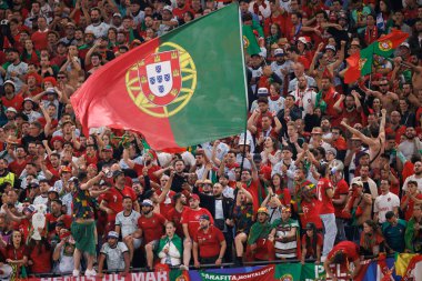 Portekiz taraftarları, UEFA Euro 2024 maçında Portekiz ve Fransa milli takımları arasında Almanya 'nın Hamburg kentindeki Volksparkstadyumda görüldü (Maciej Rogowski)