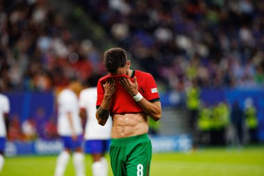 Bruno Fernandes, UEFA Euro 2024 maçında Portekiz ve Fransa milli takımları arasında Almanya 'nın Hamburg kentinde görüldü (Maciej Rogowski)