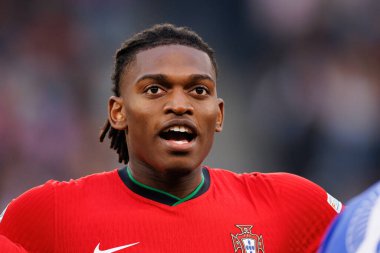 Rafael Leao, UEFA Euro 2024 maçında Portekiz ve Fransa milli takımları arasında Almanya 'nın Hamburg kentindeki Volksparkstadyumda görüldü (Maciej Rogowski))