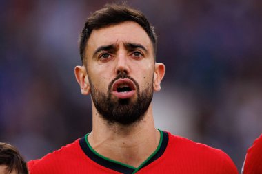 Bruno Fernandes, UEFA Euro 2024 maçında Portekiz ve Fransa milli takımları arasında Almanya 'nın Hamburg kentinde görüldü (Maciej Rogowski)