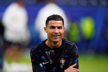 Cristiano Ronaldo, UEFA Euro 2024 maçında Portekiz ve Fransa milli takımları arasında Almanya 'nın Hamburg kentindeki Volksparkstadium' da görüldü (Maciej Rogowski)