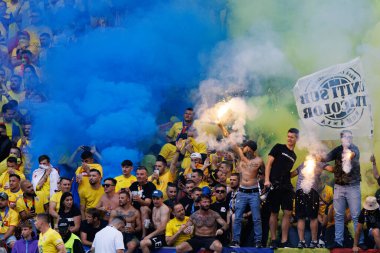 Romanya taraftarları, Romanya ve Hollanda milli takımları arasında oynanan 16 maçlık UEFA Euro 2024 turunda Almanya 'nın Allianz Arena kentinde görüldüler (Maciej Rogowski)