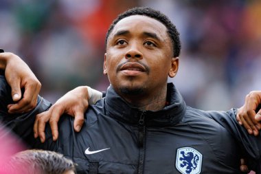 Steven Bergwijn, Romanya ve Hollanda milli takımları arasında Almanya 'nın Allianz Arena kentinde oynanan 16 maçlık UEFA Euro 2024 raundunda görüldü (Maciej Rogowski)