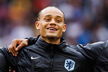 Xavi Simons, Romanya ve Hollanda milli takımları arasında Almanya 'nın Allianz Arena kentinde oynanan 16 maçlık UEFA Euro 2024 raundunda görüldü (Maciej Rogowski)